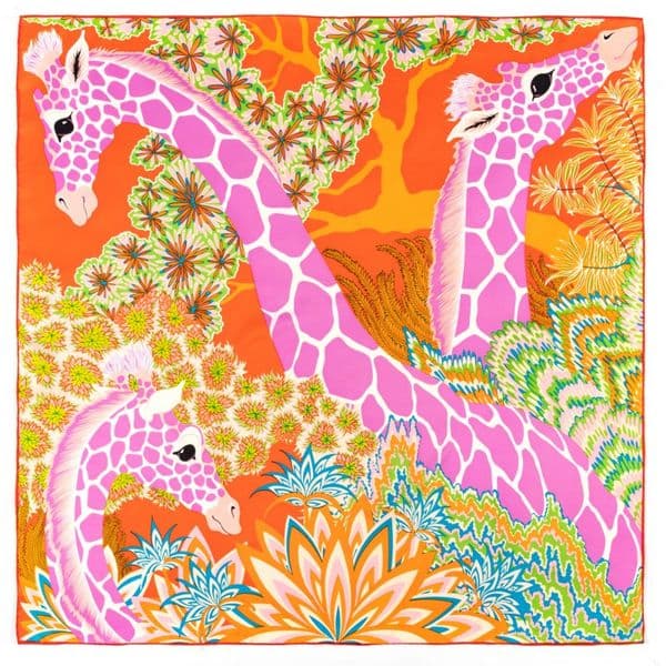 Handmade Cotton & Silk Blend Square Scarf for Ladies Eye-catching Animal Patterned Wrap Accessory (Size: 90x90 cm)