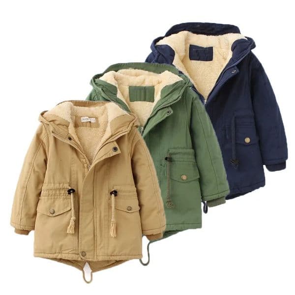 Winter Kids Clothes Plus Velvet Thicken Warm Jacket for Girls Casual Zipper Boys Outerwear Solid Versatile Childrens Clothing 250901BJ