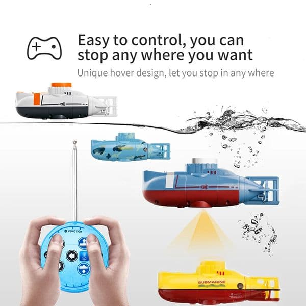 RC Submarine 0.1m/s Speed Remote Control Boat Waterproof Childrens Diving Fish Tank Toy Mini Military Simulation Model for Gift 250829BJ