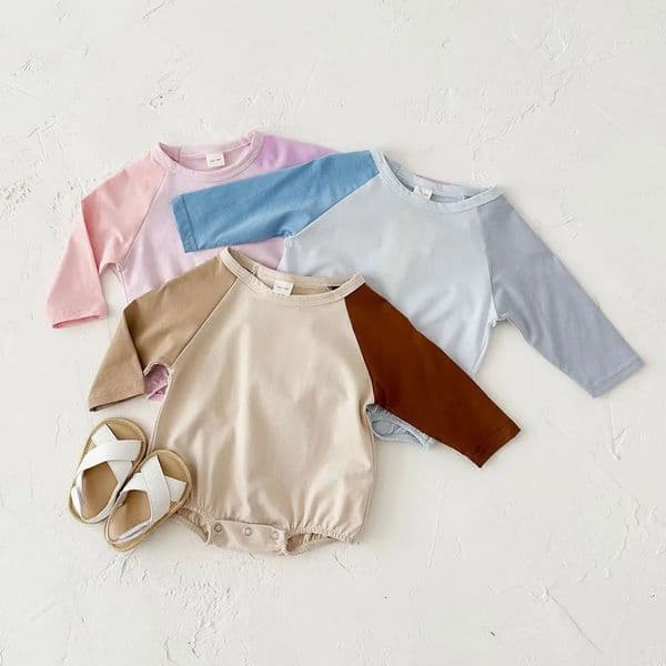Spring Baby Boy Girl Bodysuit Long Sleeve Bubble Romper Round Neck Side born Baby Clothing Unisex Toddler Infant 018M 250901BJ