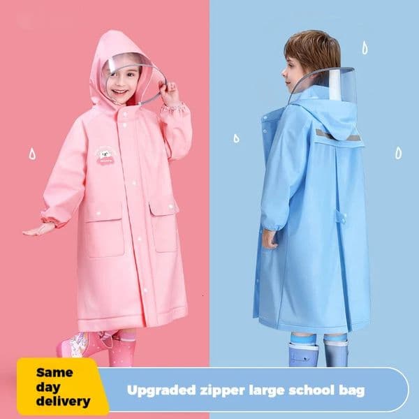 Waterproof Children Rain Poncho NonDisposable Travel on Foot Rain Gear Coat Carry Hat Outdoor Hiking Accessories Kids Raincoat 250901BJ