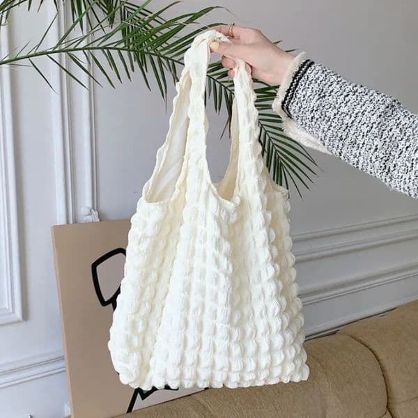 Summer Pleated Bubble Cloud Women Shoulder Bag Vintage Candy Color Large Capacity Shopping Tote 250901BJ