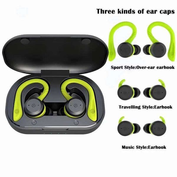 IPX Waterproof Bluetooth Earbuds, Dual Wear Style Sports Headset, Long Battery Life Stereo Earphones with Mic