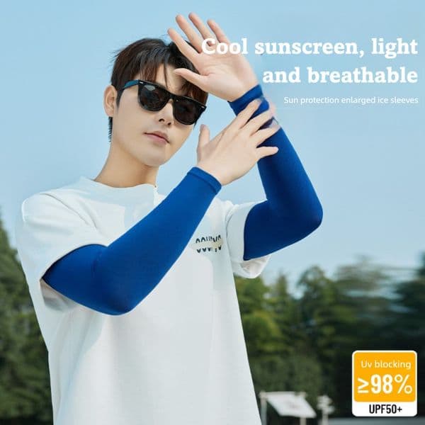 Ice Silk Sun UV Protection Outdoor Cycling Solid Color Fashion Sleeves Men Women Running Arm Guards