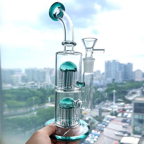 2026 New Double Arm Tree Perc s Glass Bongs Bubbler Thick Water Pipe Accessory With 14Mm Bowl Free Shipping
