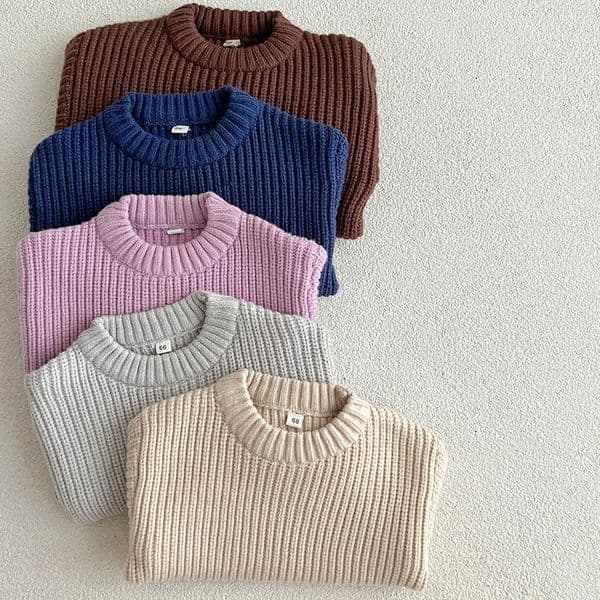 2025 Spring Baby Girls Sweater Long Sleeved Solid Color born Baby Girls Boys Knitted Pullover Tops 06Yrs Kids Sweater250901BJ