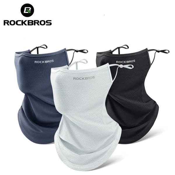 ROCKBROS Summer Ice Silk Cycling Face Mask Breathable AntiUV Bike Neck Cover Bandana MTB Road Sports Hanging Ear Scarf 250901BJ