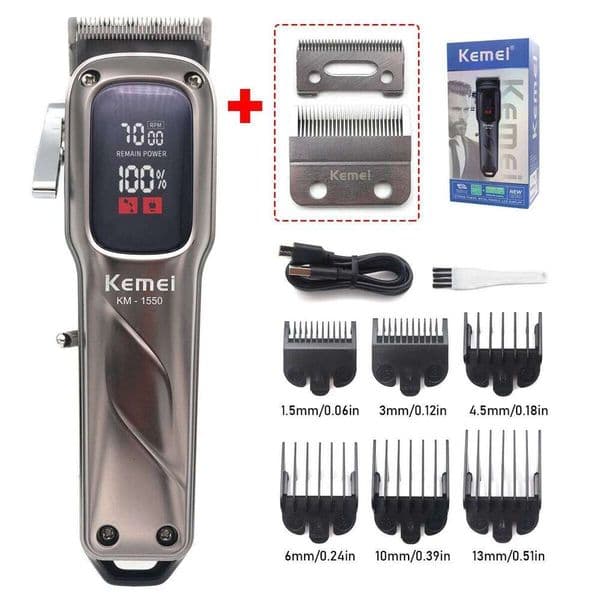 Kemei KM Professional Clipper for Men LED Display Low Noise Cordless USB Interface Cutting hine Hair Trimmer