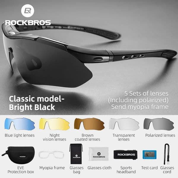 ROCKBROS Cycling Polarized glasses Bike Pochromic Outdoor Sports Sunglasses MTB PC Goggles Eyewear 53 Lens Bicycle Accessory 250901BJ