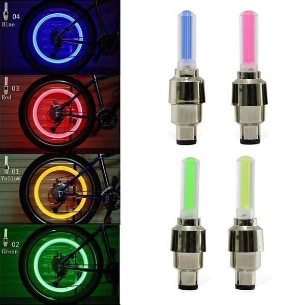 2Pcs Bicycle Lights Motion Sensor LED with Batteries for Road MTB Mountain Bike Tyre Tire Cap Accessories w250901BJ