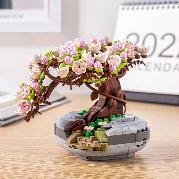 Mini Plant Bonsai Building Block Flower Plant Cherry Blossom Tree Potted Bouquet Model Bricks Home Decoration Toy For Kids Gifts G250902