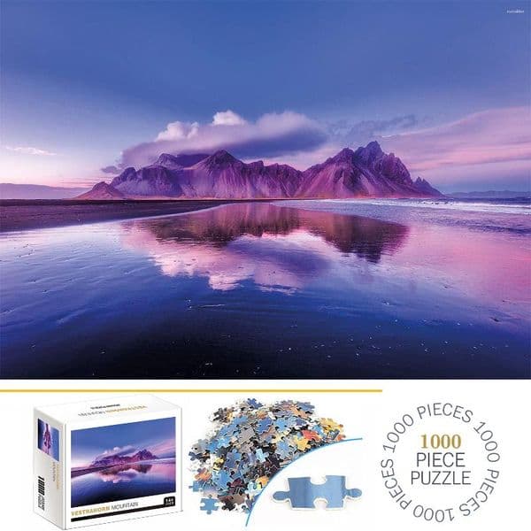 Paintings 1000 Pieces Vestrahorn Mountain Jigsaw Puzzle Home Decor Family Fun Floor Puzzles Educational Toys For Kids