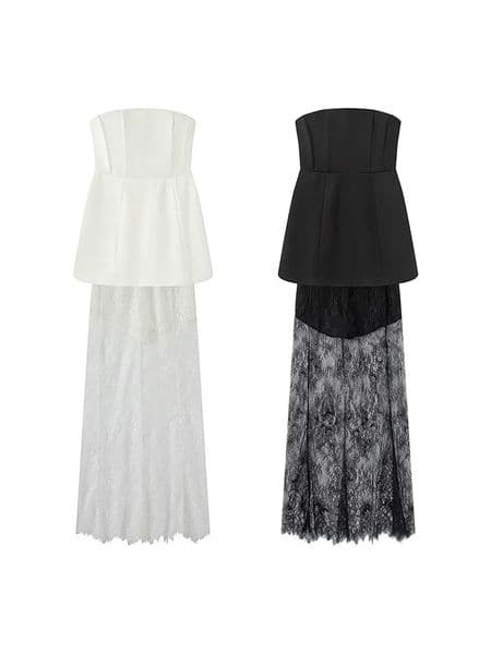 SIYANG Women Fashion 2 Piece Sets Solid Backless Zipper Corset Tops Vintage High Waist Skirt Female Chic Lady Skirts Set 250902BJ