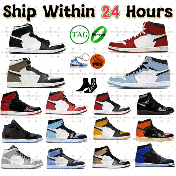 With Box 1 High OG University Blue Basketball Shoes 1s Sneakers Patent Bred low Voodoo Alternate Doernbecher Bred Toe Minight Navy Mid Obsidian Blue Trainers