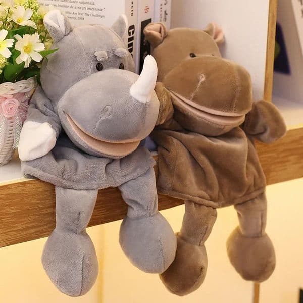 35cm Cartoon Animal Hand Puppet Parentchild Game Doll Lion Elephant Pig Appease Toys Birthday Gifts For Children 250901BJ