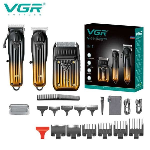 VGR gradient cutting combination shaver rechargeable professional men s hair clipper carving electric pusher