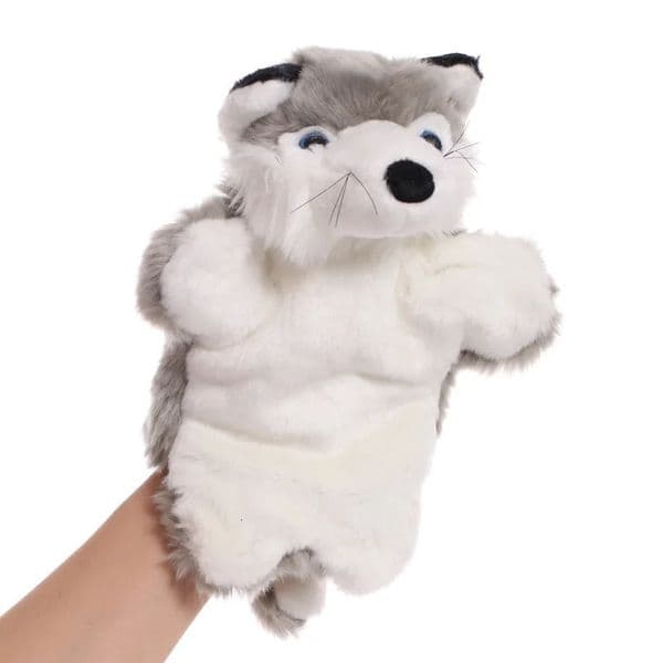 27cm Animals Hand Puppet Husky Stuffed Plush Toys Baby Educational Hand Puppets Pretend Telling Story Doll Kids Children Gift 250901BJ