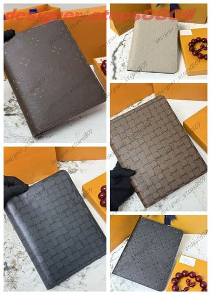 Luxury Large DESK RING AGENDA COVER Holders Business Notebook Diary Protective Case Card Holder Wallet Desktop Designers Notepad With Box Diamond pattern