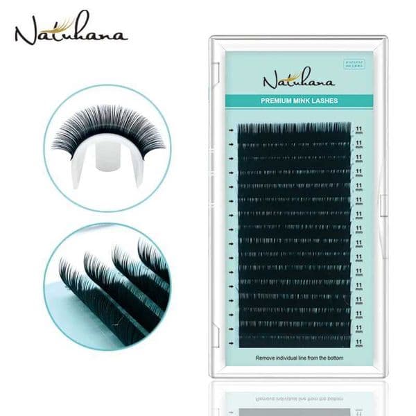 NATUHANA 16Rows B C cc D Eyelash Extensions Individual False Cilio Natural Soft Mink Lashes High Quality Matte Fake Eyelashes W250903