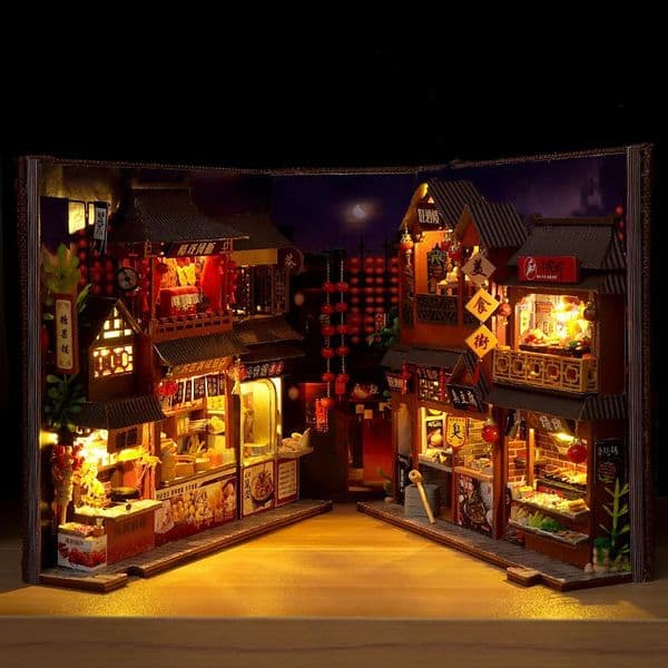 Diy Book Nook Doll House Miniature Wooden Bookshelf Shelf Insert Miniatures Home Model Kit Dollhouse Birthday Toy Gifts 250902BJ