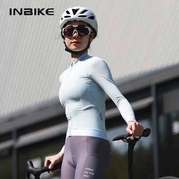 INBKIE Womens Cycling Jersey Long Sleeve Slim Fit Bike Clothing Biking Shirts Quick Dry Full Zip Bicycle Tops Jersey Purple Z250903
