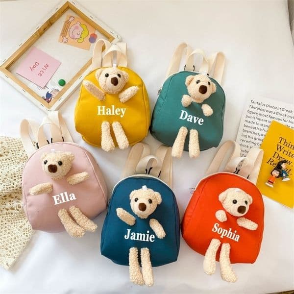 Personalised Childrens Bear Backpack Cartoon School Bag Plush Bear Bag Toddler School Bag Animal Bag Gifts for Boys and Girls250903BJ