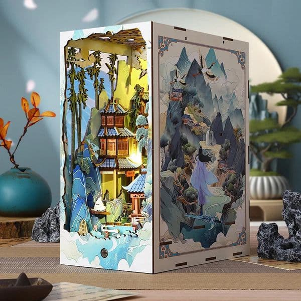 Book Nook Shelf Insert Casa Miniature Doll House Kit Toys Home Dollhouse Bookends Furniture Wooden Bookshelf Birthday Gifts 250902BJ