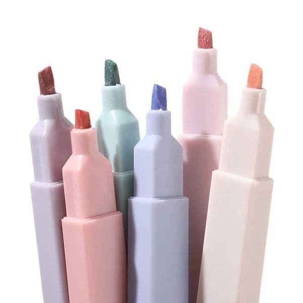 6 PcsSet Highlighters Set Cute Kawaii Candy Color Markers Pens Ends Pastel Back To School Japanese Stationary Supplies X250904
