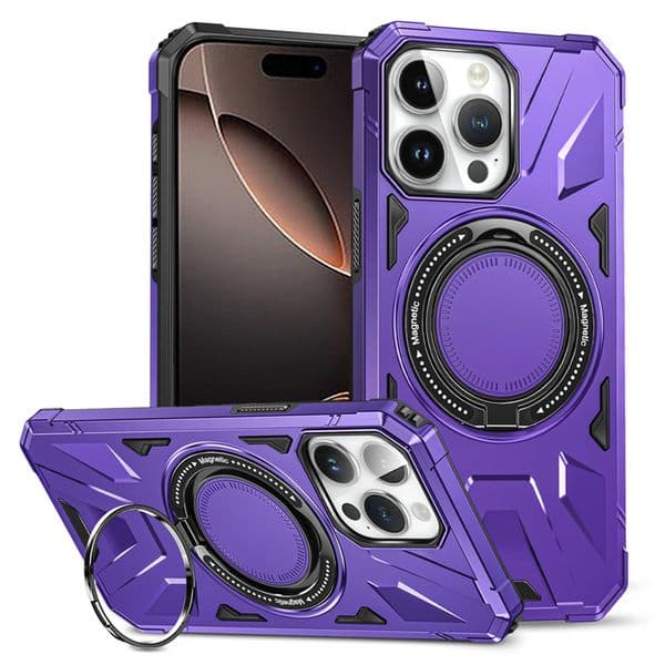 Luxury 360 ° Rotating Metal Ring Bracket Armor Magnetic Protective Case for iPhone 16 15 14 13 12 11 Pro Max Plus case
