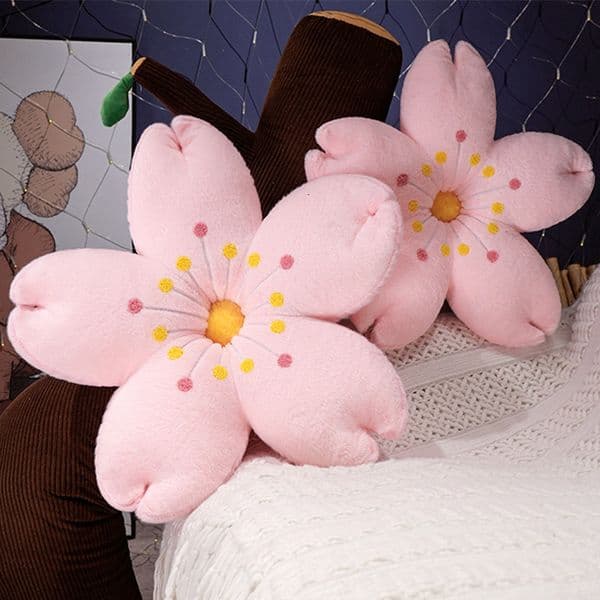 Cute Pink Cherry Blossom Petal Flower Plush Doll Cushion Pillow Sofa Lumbar Support Gift for Women