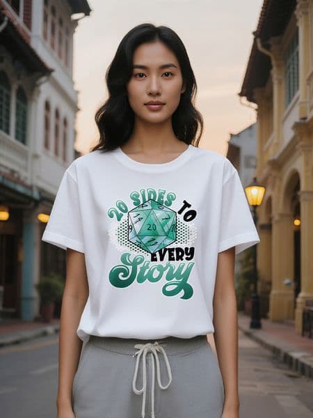 Large XL Women's Casual Graphic T-Shirt Sides to Every Story D Dice Print Black Tee Breathable Summer Round Neck Top Plus Size