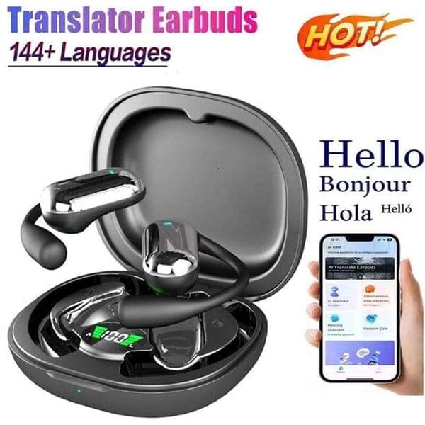 UYUXIO AI Language Translation Headphones With 144 Languages Real Time Earbuds Translator OWS Ear Buds For Business Travel