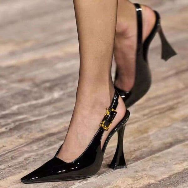 Park Caiying Rose Sandals For Women 2024 Spring New Pointed Toe Back Empty Shoes Patent Leather Stiletto Sexy High Heels