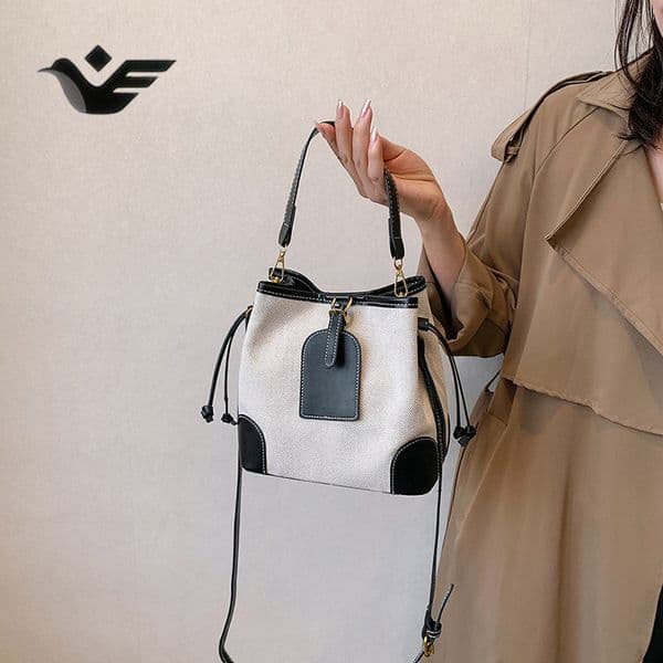 Feiyan Free Shipping New Designer Bag Luxury Shopping Bag Bucket Bag For Women Canvas Color-block Stitching Handbag Mother-daughter Bag Trendy Single Shoulder Bag