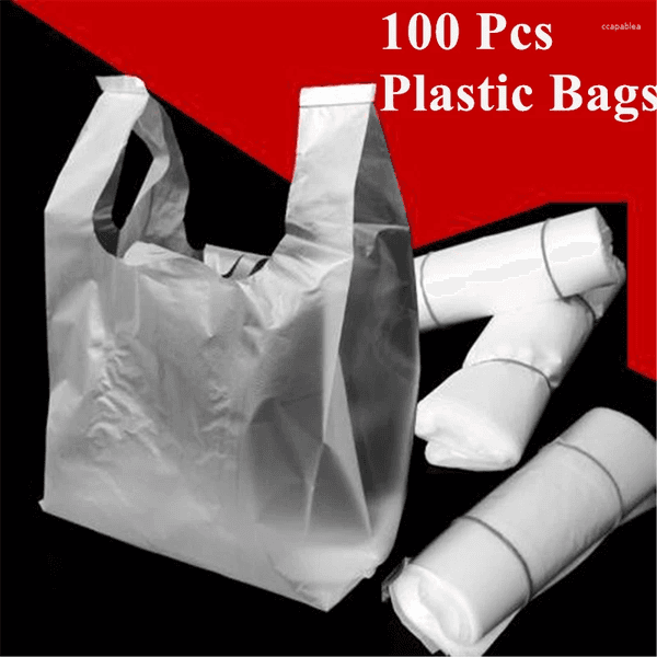 Gift Wrap 15-26cm/20-30cm/24-37cm/28-48cm100 Pcs/pack Transparent Bags Shopping Bag Supermarket Plastic With Handle Food Packaging