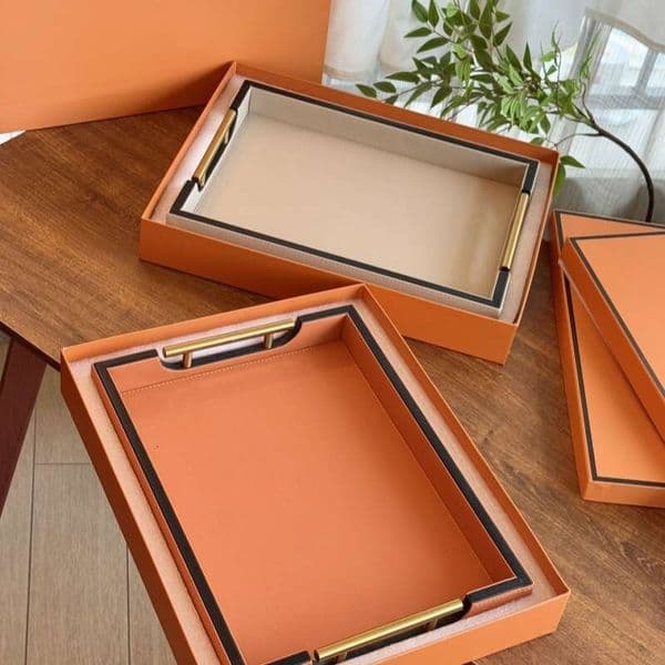 Premium Top Layer Cowhide Light Simple Tray Desktop Item Storage Full Set Packaging B5