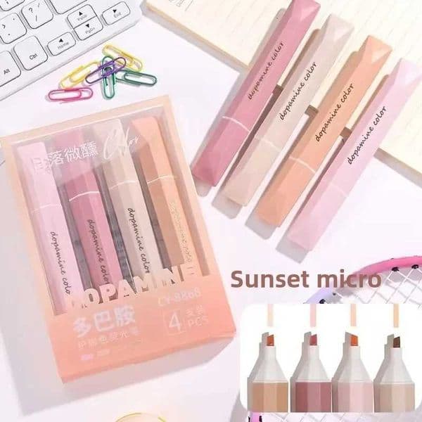 4pcs Markers Highlighters Quadrilateral Highlighter pens Vibrant Random Colors SmearProof Markers for Students Office Use X250904