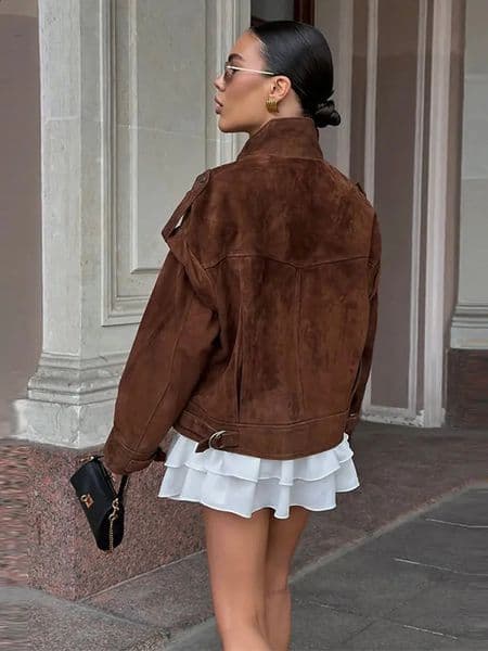 Suede Fleece Pockets Jackets Fashion SingleBreasted Long Sleeve Coats Loose Straight Short Tops Autumn Warm Clothes 250904BANJIA
