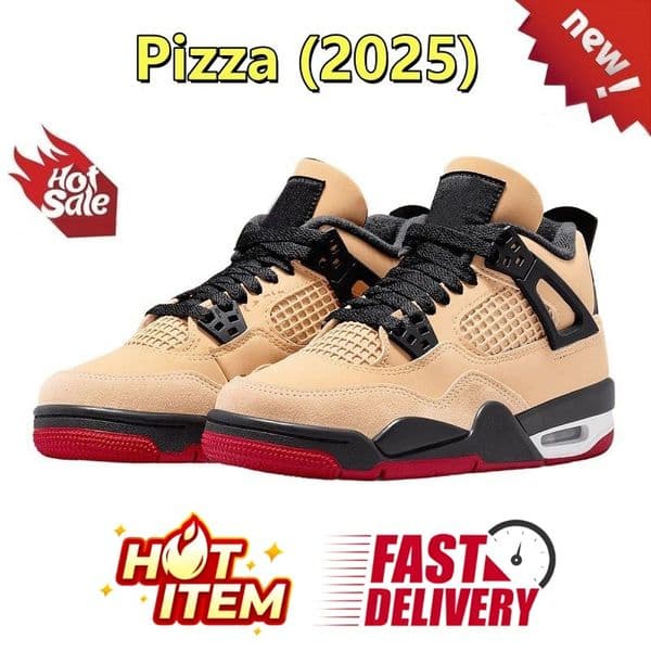 2026 Designer 4s basketball shoes 4 Pizza Cat Worn Blue White Cement Meatllic Black Cool Grey Concerd Flu Game mens sneakers womens runner trainers