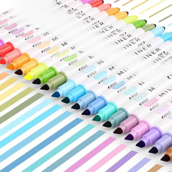 24 unique vintage colors highlighter colors quickdrying double tips and fine tips for nonbleeding highlighters X250904