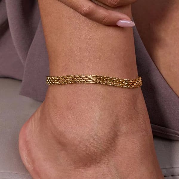 Charm Waterproof Stainless Steel Women Anklet 18K Gold Plated Chain Hypoallergenic Summer Anklet