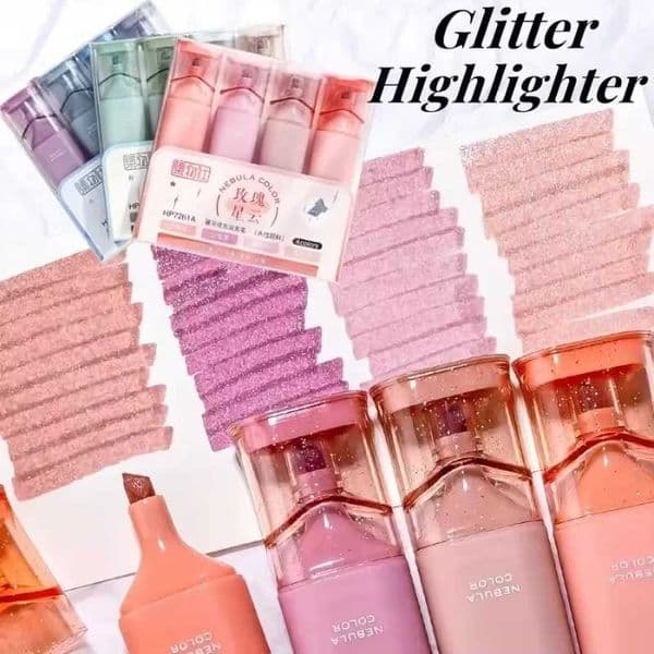Glitter Highlighters Flexible Line Width and SmudgeProof WaterBased Ink for Sparkling NoteTaking Planner Bible Journaling X250904