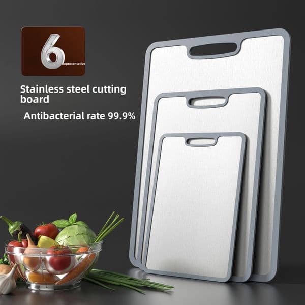 Stainless Steel Anti-Slip Cutting Board with Silicone Edge Guards for Non-Stick Surface - MDW015