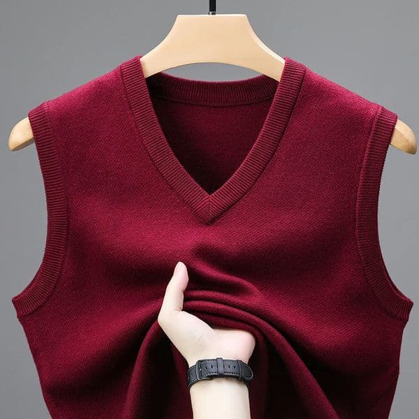 Spring Autumn 6 Wool Sleeveless Cashmere Vest Men Work Sweater Solid Color Knitted Male Waistcoat High Quality Pullover 250905BJ