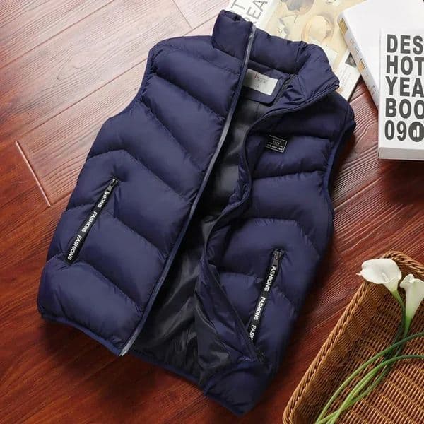 Winter Warm Mens Jacket Sleeveless Zipper Vest Solid Casual Vests Male CottonPadded Thickened Stand Collar Wear Outside 250920BJ