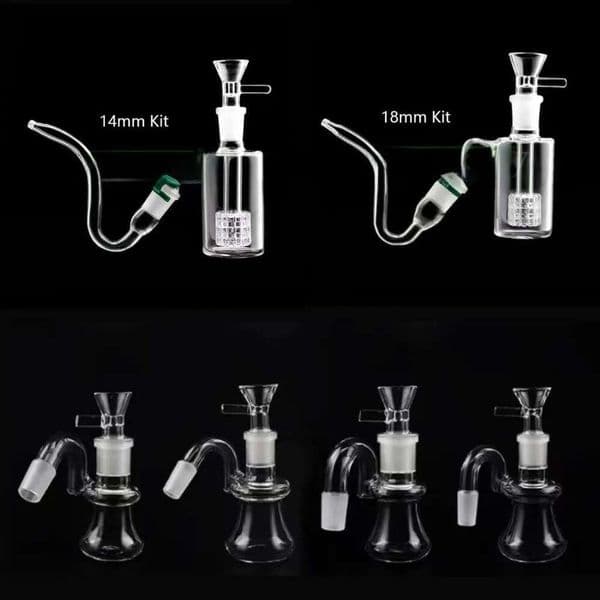 14mm 18mm Ash Catchers 45 Degrees Kits With J-Hook Adapters Bowls Keck Clips Tires Ashcatcher