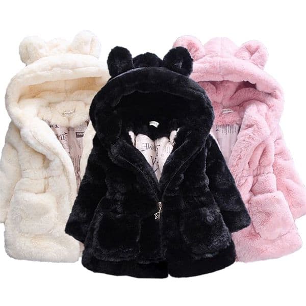 Winter Baby Kids Jacket For Girls Coats Faux Fur Thick Warm Snowsuit Hooded Parka Toddler Children Outerwear Clothing 250904BJ