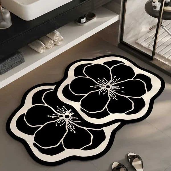 2026 Luxurious New cologne perfume Flower Shaped Bathroom Floor Mat Diaponite Mud Quick Drying Anti Slip Footpad Skinfriendly Fabric Decoration Carpet Y251
