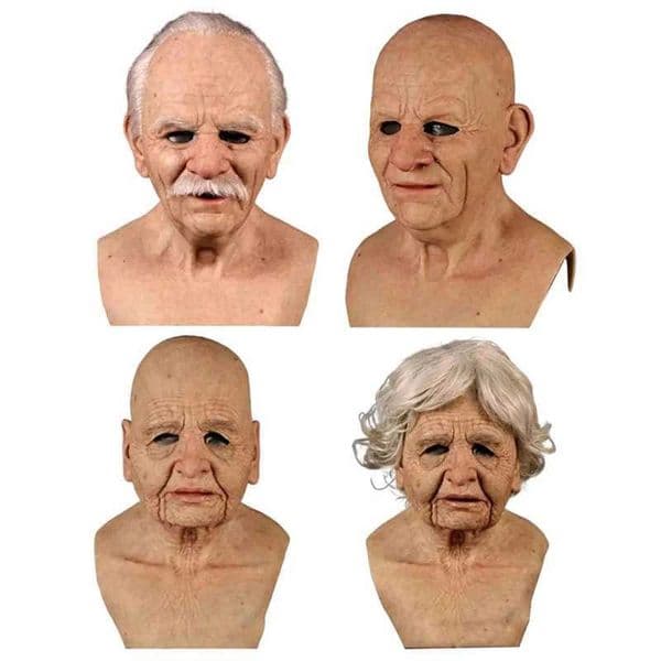 Halloween Maskes Elderly Woman Man Wrinkle Full Head Mask GrandpaGrandma Face Mask Devil Novelty Supplies Party Cosplay PropsXJ250905