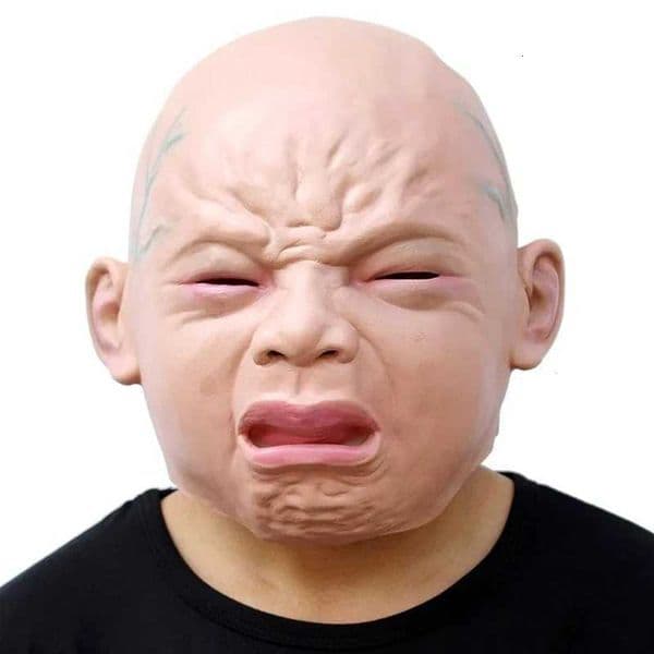 Halloween Scary Props Party Cosplay Latex Crying Weeping Crying Baby Full Face Mask Halloween For Women Men Masks PropXJ250905